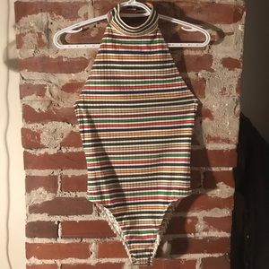 Halter open back bodysuit